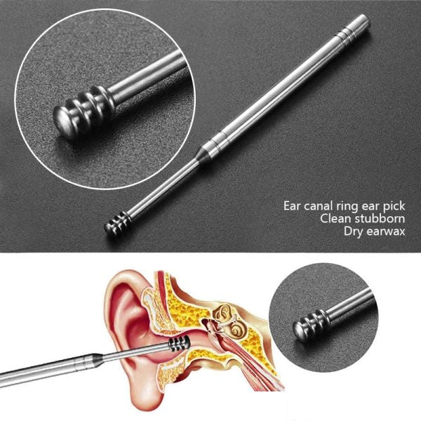 Pack of 6 Ear Pick Kit – Portable Ear Wax Remover with Storage Bag
